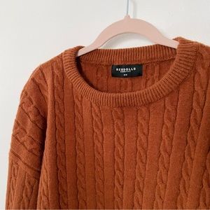 2X Crop chunky cable knit sweater rust orange Rebdolls plus size